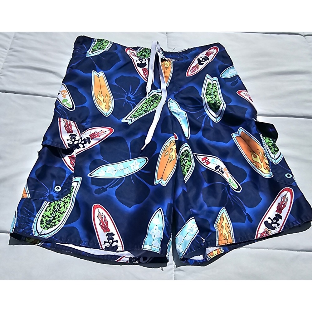 Hang Ten Swim Trunks Boys‎ Large 14-16 Board Surf Shorts Swimming Surfboard